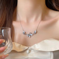 French Gradient Crystal Butterfly Choker Necklace