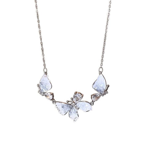 French Gradient Crystal Butterfly Choker Necklace